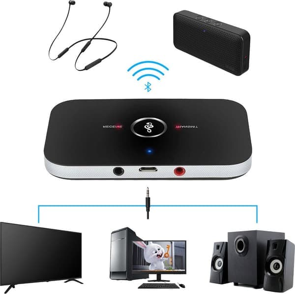 2-i-1 Bluetooth-sender og -mottaker trådløs lydsender