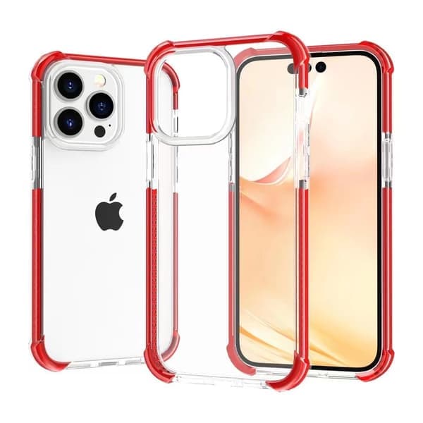 Fodral för iPhone 14 Pro Four Corners Clear Red
