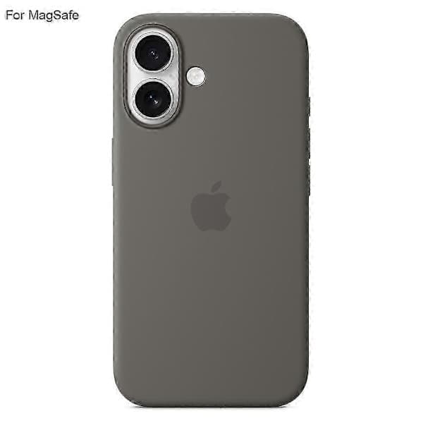 MagSafe silikonskal för iPhone 16 Plus, stötsäkert flytande silikonskal grått