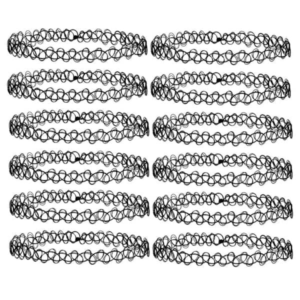 2-pak sorte choker halskæder, justerbar one size, trendy smykker til kvinder og piger