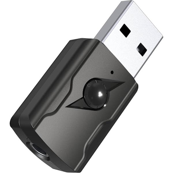 USB Bluetooth 5.0-adapter, USB Bluetooth-lydtransmitter 5.0-modtager Bluetooth-adapter med 3,5 mm lydkabel til pc/tv/bil/højttaler/MP3/hovedtelefoner