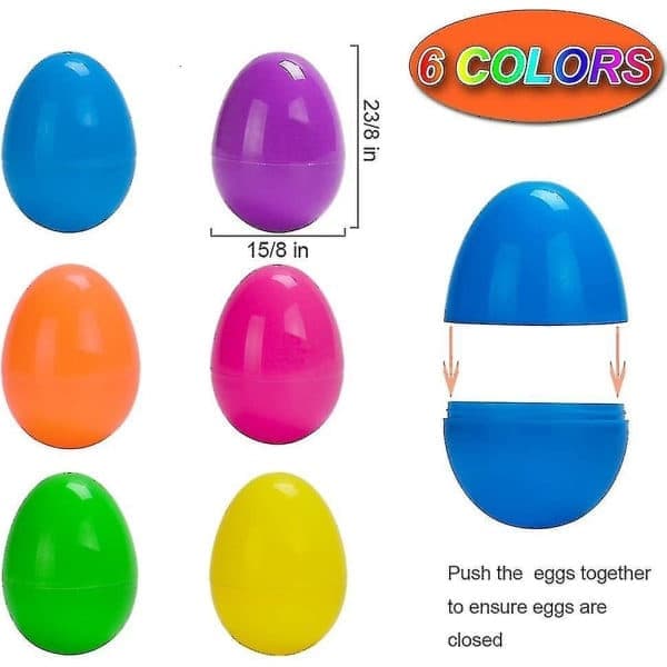 50 stk. påskeegg i plast, 6 cm (2 3/8\") påfyllbare påskeegg, plastegg til eggjakt