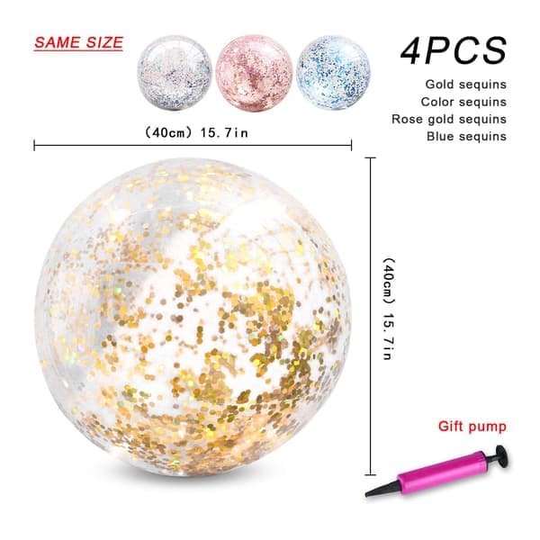 4-pak 16-tommer oppustelige glitter badebolde konfetti badebolde