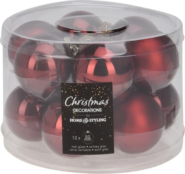 Julgranskulor Mörkröda 12-pack Röd Röd röd