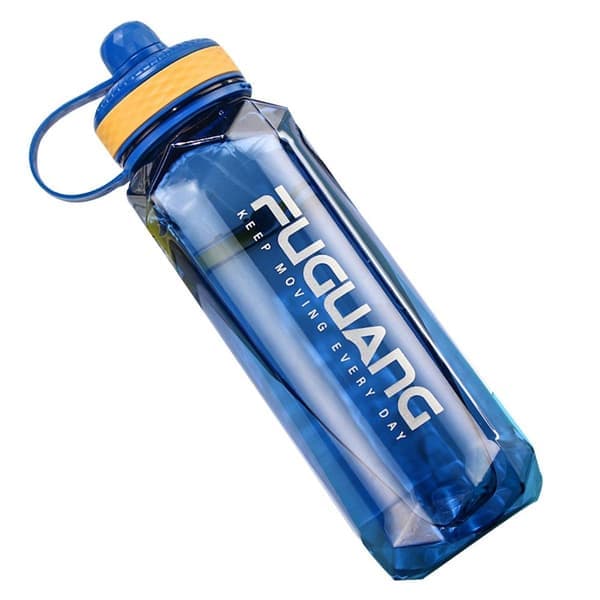 Vattenflaska med sugrör och tidsmarkör - 1400 ml, Blå KLB