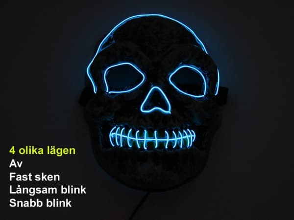 Maskdödskalle med Glowstrip Blå
