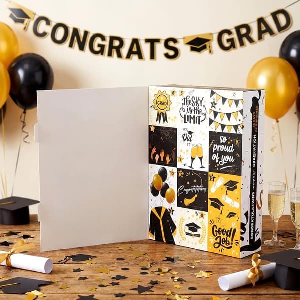Graduation Gift Box Countdown Calendar 12 Days 2026 Graduation Gift Box with Filling Raffia Large Inner Boxes Fill It Yourself Empty
