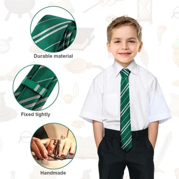 Trollmannskole-slips, stripete trollmannsslips til festkostyme, skoleskjerf til gutter og jenter, cosplay-slips