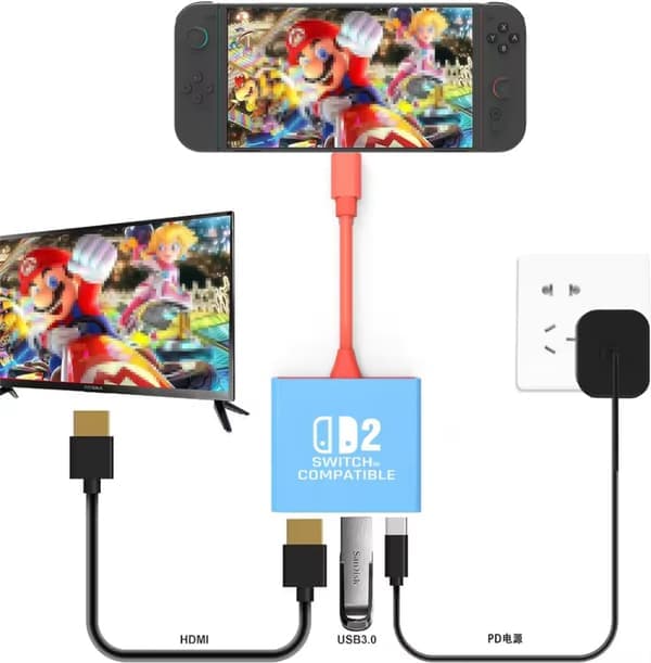Switch 2 Dock HDMI 4K USB 3.0 Hub Adapter USB Splitter TV Bærbar Dockingstasjon for NDS Switch2 Bærbare PC-er iPad MacBook Air P A A