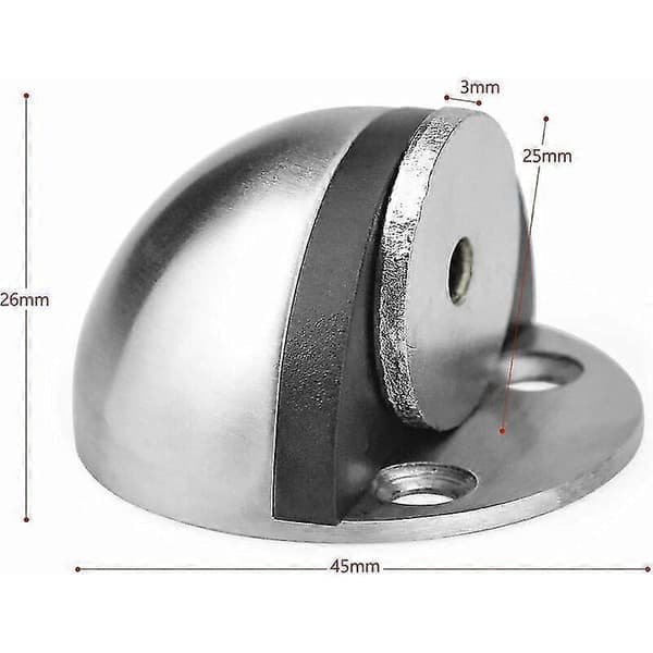 Dørstopper i rustfrit stål Magnetisk dørstopper, selvklæbende dørstopper med monteringsskruer og 3M klæbemiddel til beskyttelse af dør og væg