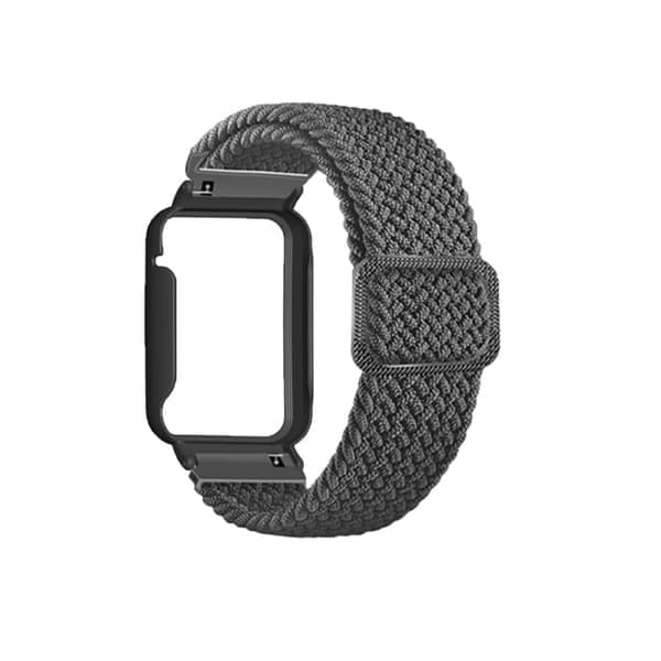 Xiaomi Mi Band 7 Pro Nylon Elastisk Klockrem med Skydd - Grå / Svart Silvergrå