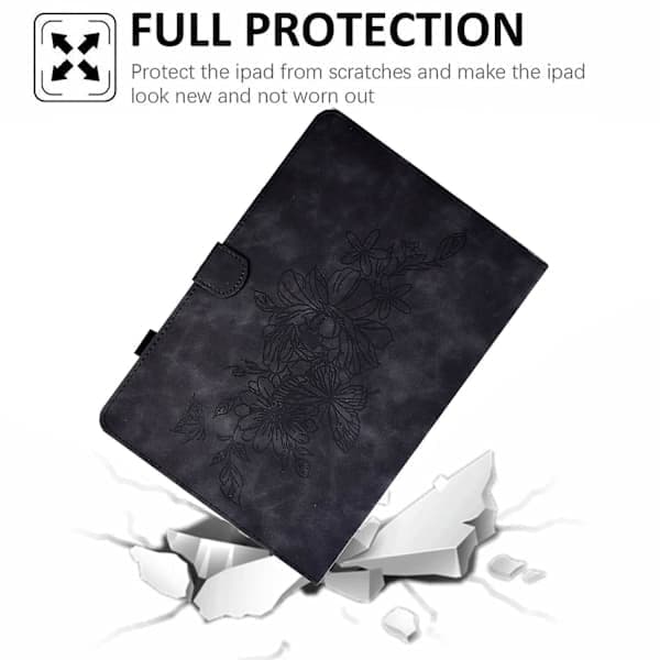 Til Samsung Tab A 10.1 T580/T585 (2016) Præget Flatbed Sort Sort Samsung Galaxy Tab A 10.1 (201 Sort Black