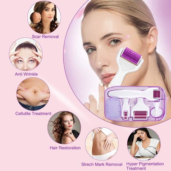Titanium Microneedling Roller med utskiftbare hoder for ansikt og kropp