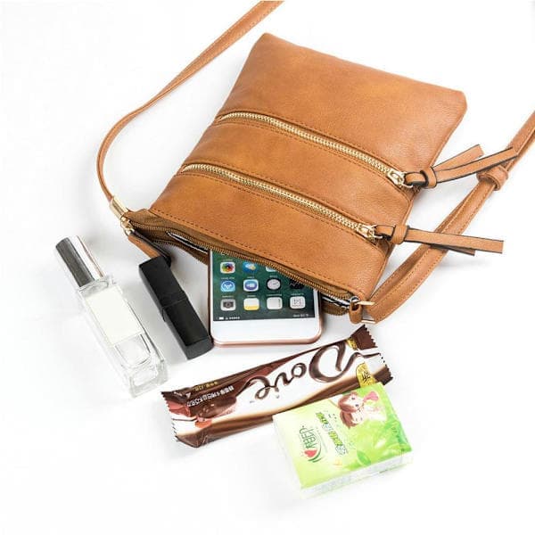 Crossbody taske til kvinder Lynlås SORT Sort Black