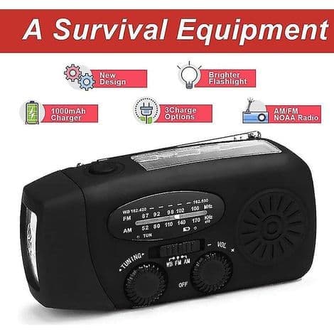 Radio/lommelykt (med solcellepanel) - 2000 mAh - Blå