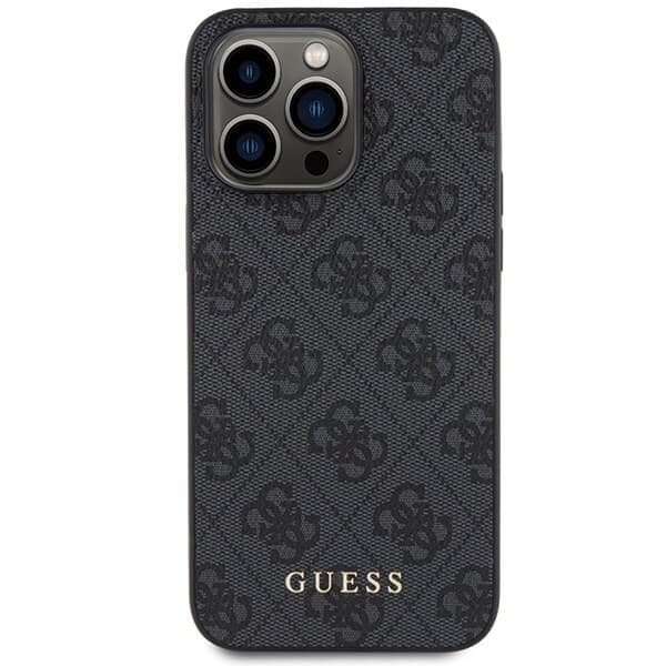 Guess 4G Metal Gold Logo Deksel til iPhone 15 Pro - Grå