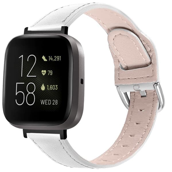 Ekte lærreim Fitbit Versa 3/Sense Hvit