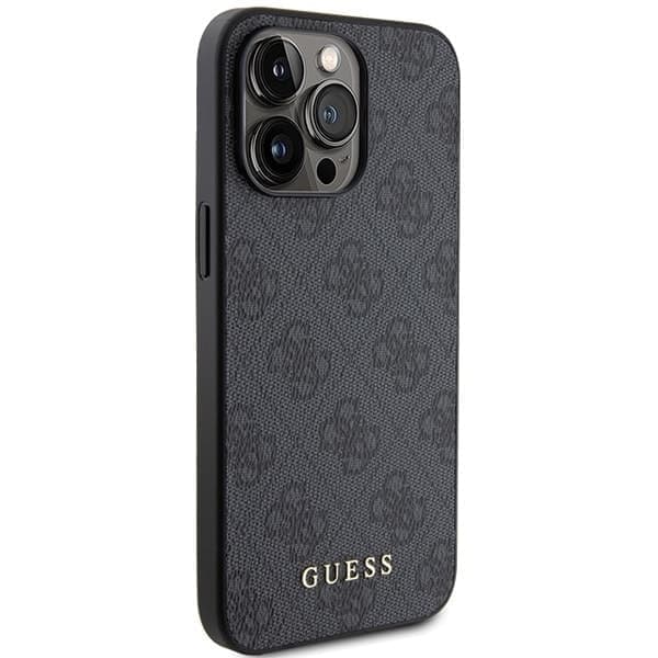 Guess 4G Metal Gold Logo Cover til iPhone 15 Pro - Grå