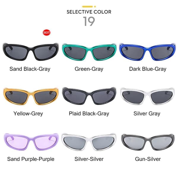 Y2K Wraparound Solglasögon Vintage Punk Goggle Glasögon Silver-Silver Silver-Silver