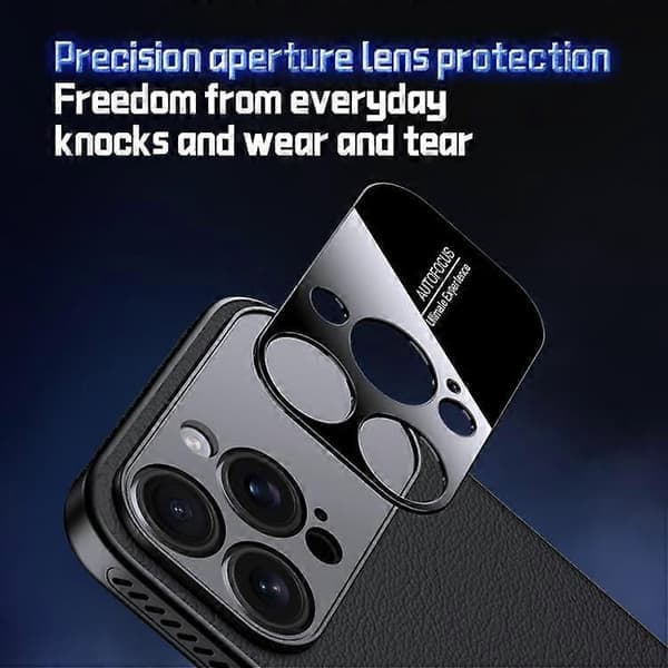 iPhone 17 Pro Max Mjukt Pansar Kylande Läder Hybrid PC Telefonfodral