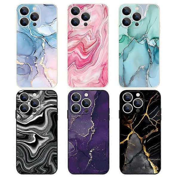 Mønstret marmordeksel til iPhone 17/16/15 Pro Max, 14/13/12/11 Støtsikkert mykt TPU-bakdeksel til Apple iPhone 14 Plus A503 Gradient Blå Marmor For Apple iPhone 14 Plus A503 Gradient Blue Marble