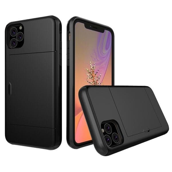 iPhone 11 Stødsikkert Etui med Kortpladser Farvepung Sort til iPhone 11 Sort