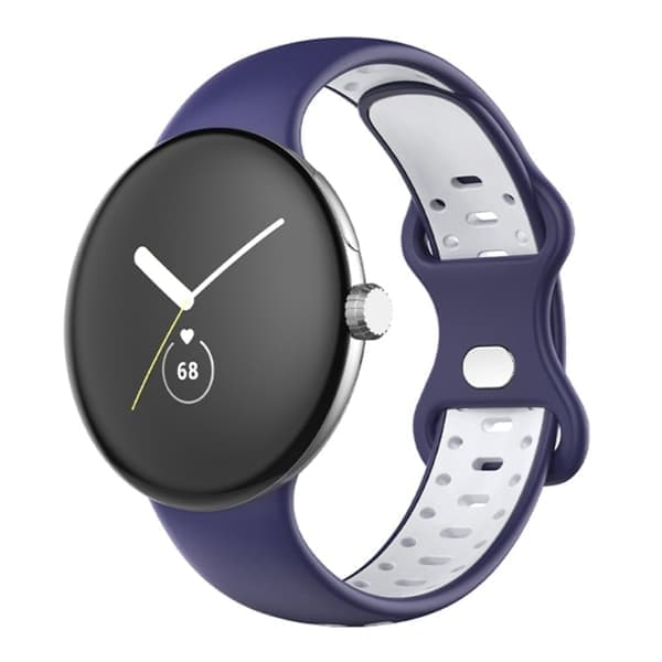 Google Pixel Watch Dualfarvet Silikone Urrem - Blå / Hvid Blå