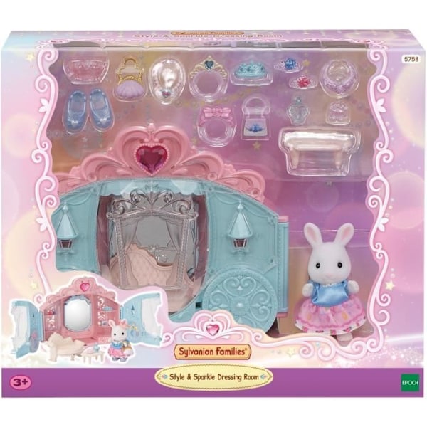 Leikkisetti - SYLVANIALAISET PERHEET - Prinsessapukeutuminen - Kärry- ja lumikanityttö Flerfärgad
