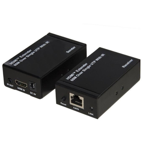 Link LKEXT161 HDMI-förlängningskabel Via Cat 6 nätverkskabel upp till 60 meter 1080P med infraröd kontroll Svart