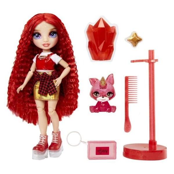 Rainbow High Fashion Dukke med Slime Kit og kæledyr - Ruby (Rød) - 28 cm Glitter Dukke med Slime Kit Röd