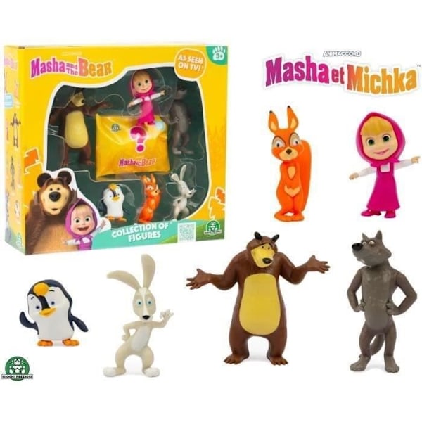 Figuriinit - MASHA JA KARHU - Pakkaus 7 figuuria, mukana 1 yllätys - Alkaen 3 vuotta - MHA23 Flerfärgad