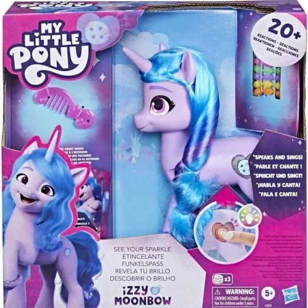 Interaktiv leksak - HASBRO - My Little Pony Izzy Moonbow - Ljud och ljuseffekter - Tillbehör ingår Rosa lila