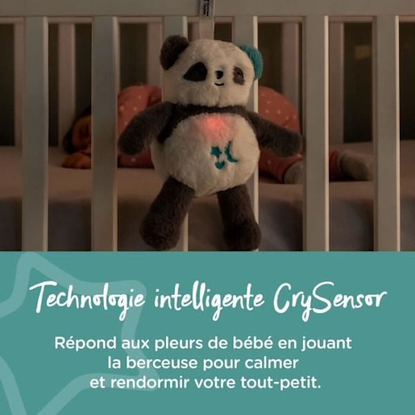 TOMMEE TIPPEE, Luksus natlys plys med CrySensor, 6 beroligende lyde, USB, kan maskinvaskes, Pippo the Panda Vit