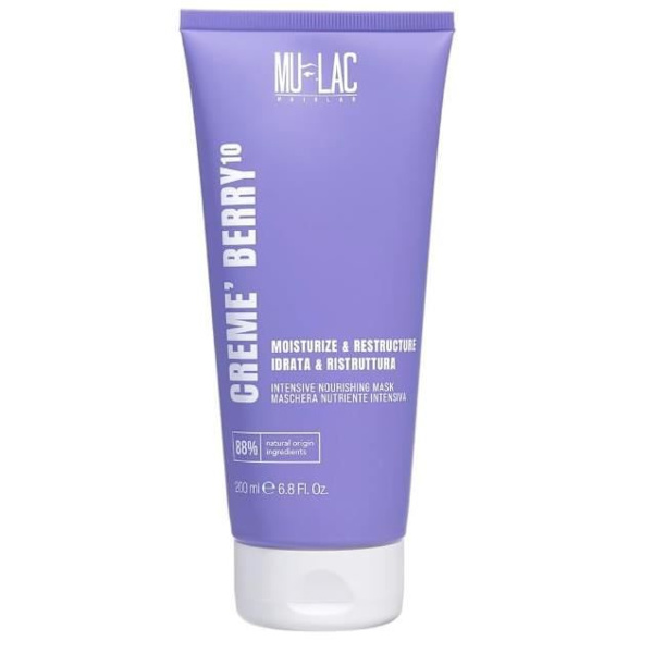 MULAC - CREME BERRY 10 - Intensiv närande hårmask, återfuktar och omstrukturerar, för torrt och skört hår, 250 ml VEGAN