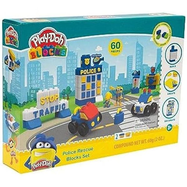 Play-Doh Blocks byggespil - GRANDI GIOCHI - Politi - 60 stykker - For børn fra 3 år og opefter Flerfärgad