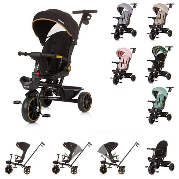 Chipolino Tricycle Max Sport 2 i 1, Kopholder, Vendbart sæde, Kurv [Sort] Svart