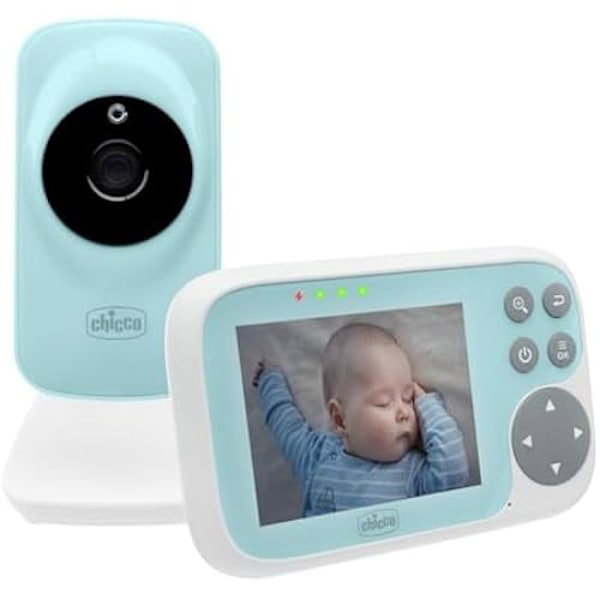 Chicco, Video Start babyalarm, med 3,2 farveskærm, 200 m rækkevidde, Infrarødt nattesyn, Smart Eco Mode-funktion,