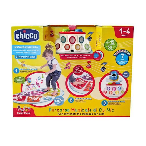 Babylekmatta - CHICCO - Musical Walking Lekmatta - Flerfärgad - 3 AA-batterier - Batteri Flerfärgad