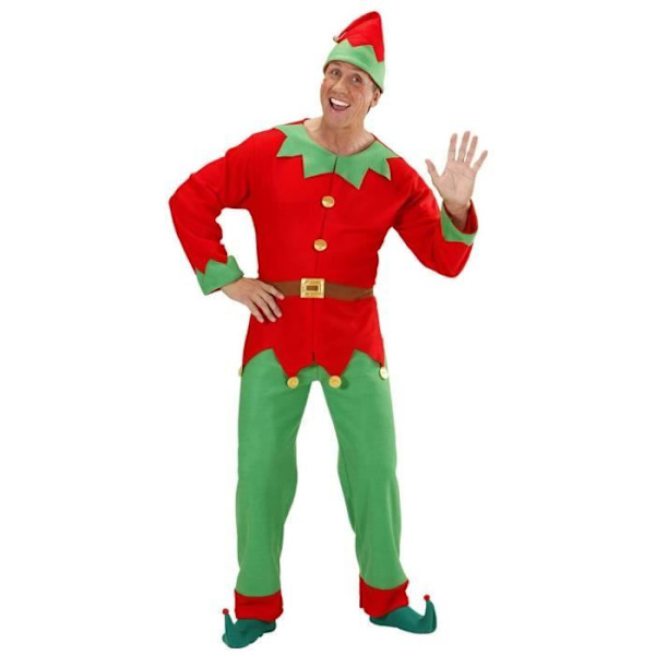Elvdräkthjälp för män för jultomten XL - grön och röd - 100 % polyester Grönt och rött