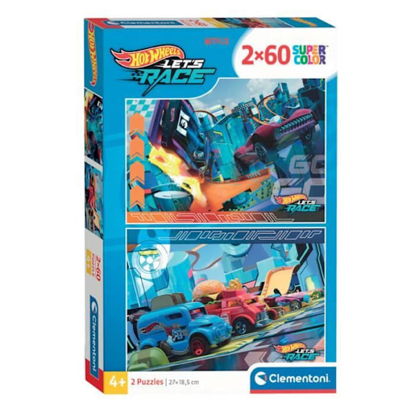 Clementoni pussel super color hot wheels, 2x60st.