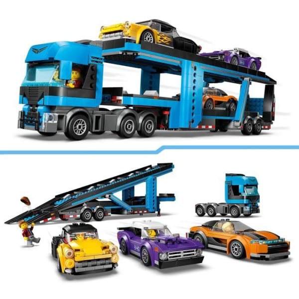 LEGO® City 60408 urheiluauton kuljetusväline, 4 ajoneuvoa lapsille Flerfärgad