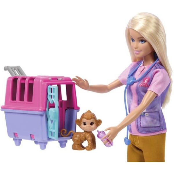 Barbie-Animal Rescue-Blonde nukke ja tarvikelaatikko HRG50 Flerfarvet