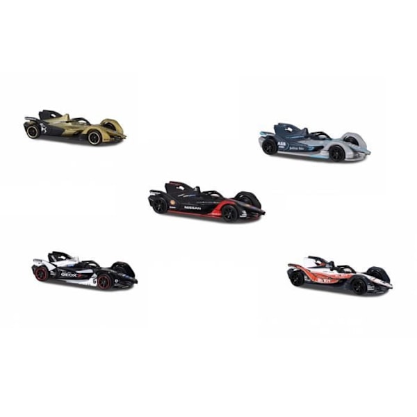 MAJORETTE Formula-E Box 5 Metal Vehicles 1/64:e - Glow in the dark - Display box - Flerfärgad Flerfärgad