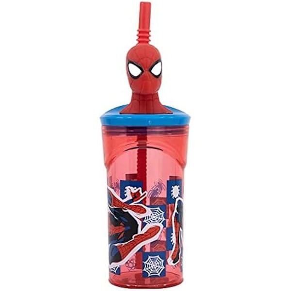 Återanvändbar mugg - STOR - Spiderman Midnight Flyer - 430 ml - Utan BPA - 3D-figur Enligt bilden