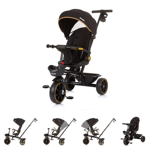 Chipolino Tricycle Max Sport 2 i 1, Kopholder, Vendbart sæde, Kurv [Sort] Svart