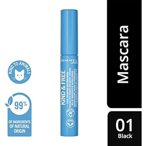 Mascara - RIMMEL - Kind & Free - Sort - Vandtæt - Volumen og længde op til 36 timer Svart
