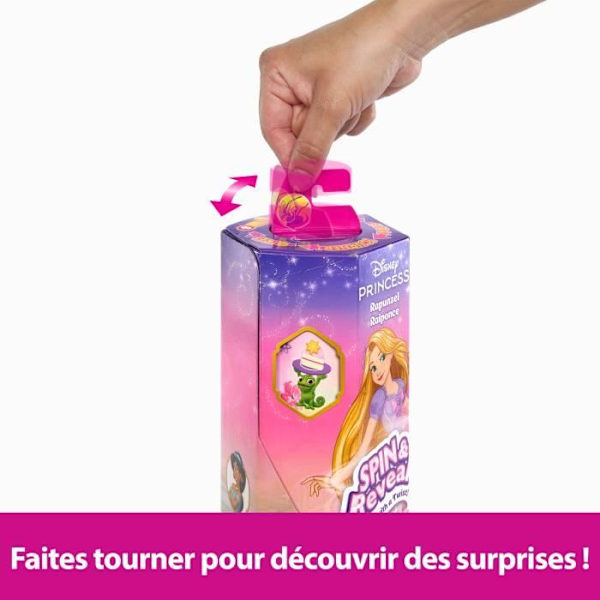 Spin & Reveal Rapunzel Mattel Disney Princess Doll med overraskelser HTV86 Flerfärgad