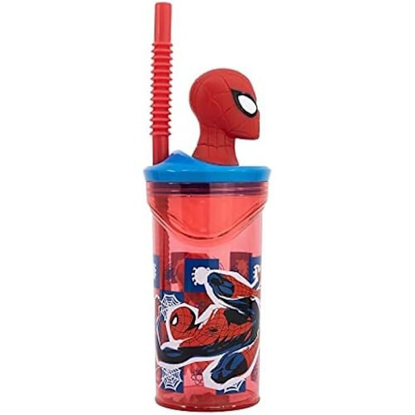 Uudelleenkäytettävä muki - STOR - Spiderman Midnight Flyer - 430 ml - Ilman BPA:ta - 3D-hahmo Enligt bilden