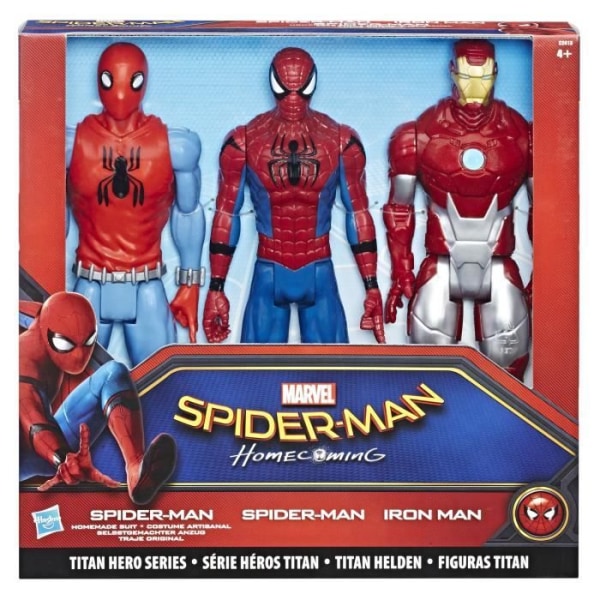 Titan Spiderman-figurer - Paket med 3 - HASBRO - Röd - från 4 år och uppåt