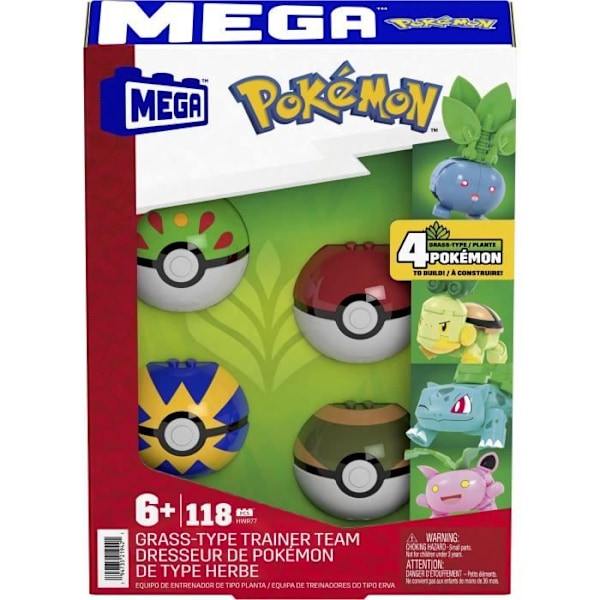 MEGA Pokémon-Træner af Pokémon type Plante-byggesæt HWR77 Flerfärgad